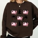 Large Dark Chocolate Brown Witch Spiders Pumpkins Spooky Coquette Ribbons and Bows Halloween Autumn Sweatshirt