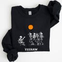 Medium Black Yeehaw Dancing Skeletons Halloween Country Western Cowboys Day Of The Dead Inspired Sweatshirt