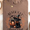 XXL Espresso Brown Black Cat Social Club Coquette Halloween Witch Pumpkin Jack-O-Lantern Comfort Colors Tee