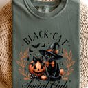 XXXL Moss Dark Green Black Cat Social Club Coquette Halloween Witch Pumpkin Jack-O-Lantern Comfort Colors Tee