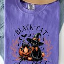 XXL Violet Purple Black Cat Social Club Coquette Halloween Witch Pumpkin Jack-O-Lantern Comfort Colors Tee