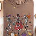 XXXL Espresso Brown Dancing Skeleton Halloween Party Trick Or Treat Spooky Nighttime Celebration Comfort Colors Tee