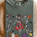 Large Moss Dark Green Dancing Skeleton Halloween Party Trick Or Treat Spooky Nighttime Celebration Comfort Colors Tee