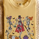 Small Mustard Dancing Skeleton Halloween Party Trick Or Treat Spooky Nighttime Celebration Comfort Colors Tee