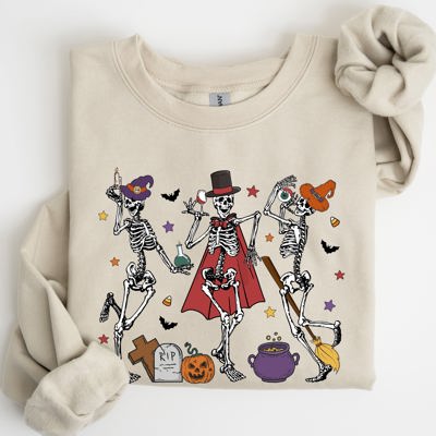 Dancing Skeleton Halloween Party Trick Or Treat Cute Fun Spooky Vibe Collective Sweatshirt