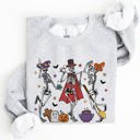 Medium Ash Light Gray Dancing Skeleton Halloween Party Trick Or Treat Cute Fun Spooky Vibe Collective Sweatshirt