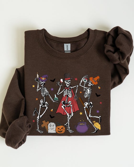 Dancing Skeleton Halloween Party Trick Or Treat Cute Fun Spooky Vibe Collective Sweatshirt
