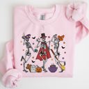 XXXL Light Pink Dancing Skeleton Halloween Party Trick Or Treat Cute Fun Spooky Vibe Collective Sweatshirt