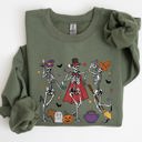 Medium Military Green Dancing Skeleton Halloween Party Trick Or Treat Cute Fun Spooky Vibe Collective Sweatshirt
