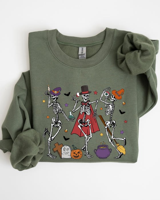 Dancing Skeleton Halloween Party Trick Or Treat Cute Fun Spooky Vibe Collective Sweatshirt