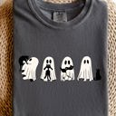 Small Pepper Dark Gray Ghost Cats Halloween Witch Skeleton Trick Or Treat Adorable Vintage Cartoon Style Comfort Colors Tee