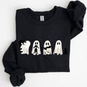 XXXL Black Ghost Cats Trick Or Treat Halloween Witch Skeleton Festive Cozy Print Sweatshirt