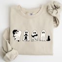 XXXL Sand Ghost Cats Trick Or Treat Halloween Witch Skeleton Festive Cozy Print Sweatshirt