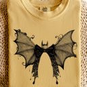  Halloween Bat With Delicate Lace Gothic Witch Silhouette And Spooky Night Motif Comfort Colors Tee