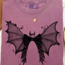 Small Berry Red Halloween Bat With Delicate Lace Gothic Witch Silhouette And Spooky Night Motif Comfort Colors Tee