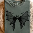 Large Moss Dark Green Halloween Bat With Delicate Lace Gothic Witch Silhouette And Spooky Night Motif Comfort Colors Tee