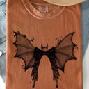 Large Yam Halloween Bat With Delicate Lace Gothic Witch Silhouette And Spooky Night Motif Comfort Colors Tee