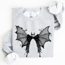 Small Ash Light Gray Halloween Bat Lace Gothic Spooky Witch Motif Fashion Statement For Midnight Lovers Sweatshirt