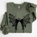 XXL Military Green Halloween Bat Lace Gothic Spooky Witch Motif Fashion Statement For Midnight Lovers Sweatshirt