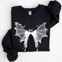 XXXL Black Halloween Bat Lace Gothic Spooky Witch Motif Fashion Statement For Midnight Lovers Sweatshirt