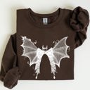 XXXL Dark Chocolate Brown Halloween Bat Lace Gothic Spooky Witch Motif Fashion Statement For Midnight Lovers Sweatshirt