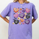 XXL Violet Purple Halloween Candy Hearts Trick or Treat Haunted Spooky Witch Cute Comfort Colors Tee
