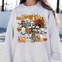 XL Ash Light Gray Long Live Halloween Spooky Scene Witch Skeleton Ghost Haunted Classic Graphic Sweatshirt