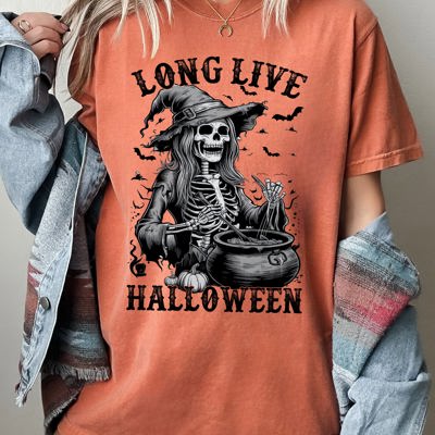 Long Live Halloween Witch Skeleton Bats Spooky Zombie Haunted Night Edition Comfort Colors Tee