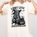 XL Ivory Cream Long Live Halloween Witch Skeleton Bats Spooky Zombie Haunted Night Edition Comfort Colors Tee