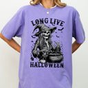 XXL Violet Purple Long Live Halloween Witch Skeleton Bats Spooky Zombie Haunted Night Edition Comfort Colors Tee