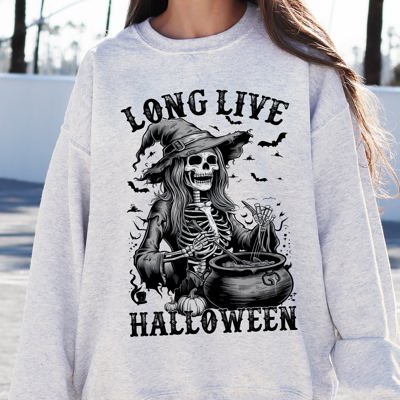 Long Live Halloween Witch Skeleton Bats Spooky Zombie Vintage Edition Sweatshirt