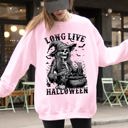 XXL Light Pink Long Live Halloween Witch Skeleton Bats Spooky Zombie Vintage Edition Sweatshirt