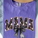 XL Violet Purple Mama Halloween Bow Ribbon Goth Spooky Witch Varsity Collegiate Comfort Colors Tee