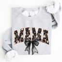 XL Ash Light Gray Mama Halloween Bow Ribbon Goth Spooky Witch Varsity Collegiate Graphic Sweatshirt