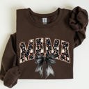 XXXL Dark Chocolate Brown Mama Halloween Bow Ribbon Goth Spooky Witch Varsity Collegiate Graphic Sweatshirt