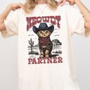 Medium Ivory Cream Meowdy Partner Cowboy Cat Cowgirl Howdy Yee Haw Western Country Comfort Colors Tee