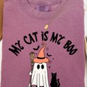 XL Berry Red My Cat Is My Boo Halloween Ghost Witch Trick Or Treat Bats Apparel Comfort Colors Tee