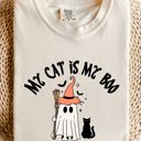 Large Ivory Cream My Cat Is My Boo Halloween Ghost Witch Trick Or Treat Bats Apparel Comfort Colors Tee