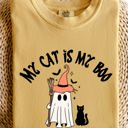XXXL Mustard My Cat Is My Boo Halloween Ghost Witch Trick Or Treat Bats Apparel Comfort Colors Tee