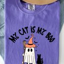 XL Violet Purple My Cat Is My Boo Halloween Ghost Witch Trick Or Treat Bats Apparel Comfort Colors Tee