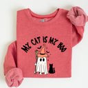  My Cat Is My Boo Halloween Ghost Witch Trick Or Treat Bats Graphic Cozy Sweatshirt