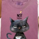 XL Berry Red Not Today Cat Grumpy Coffee Meme Morning Mood For Slow Mornings Comfort Colors Tee