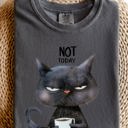 XXXL Pepper Dark Gray Not Today Cat Grumpy Coffee Meme Morning Mood For Slow Mornings Comfort Colors Tee