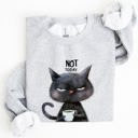 XXL Ash Light Gray Not Today Cat Grumpy Coffee Meme Cozy Cat Lover Quote Pop Culture Graphic Sweatshirt