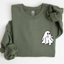  Rude Ghost Pocket Print Middle Finger Crude Vulgar Meme Halloween Edition Sweatshirt