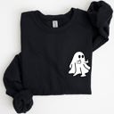 Medium Black Rude Ghost Pocket Print Middle Finger Crude Vulgar Meme Halloween Edition Sweatshirt