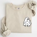 XXL Sand Rude Ghost Pocket Print Middle Finger Crude Vulgar Meme Halloween Edition Sweatshirt