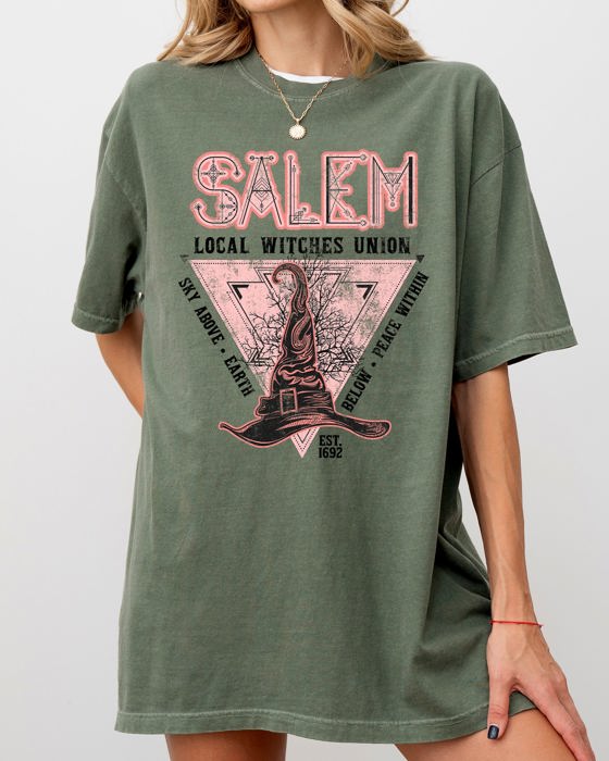 Salem Witches Union 1692 Halloween Sky Above Earth Below Peace Within Local Witch Union Comfort Colors Tee