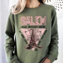Large Military Green Salem Witches Union 1692 Halloween Sky Above Earth Below Peace Within Local Witch Union Sweatshirt