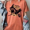 Medium Yam Season Of The Witch Cute Raccoon Halloween Meme Bats Moon Spooky Comfort Colors Tee